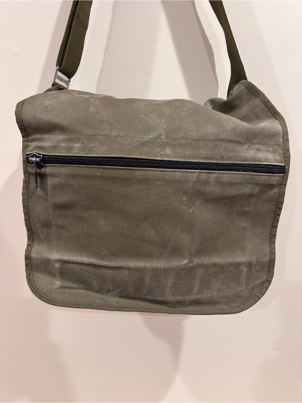 Marimekko Olive Green Canvas Messenger Bag